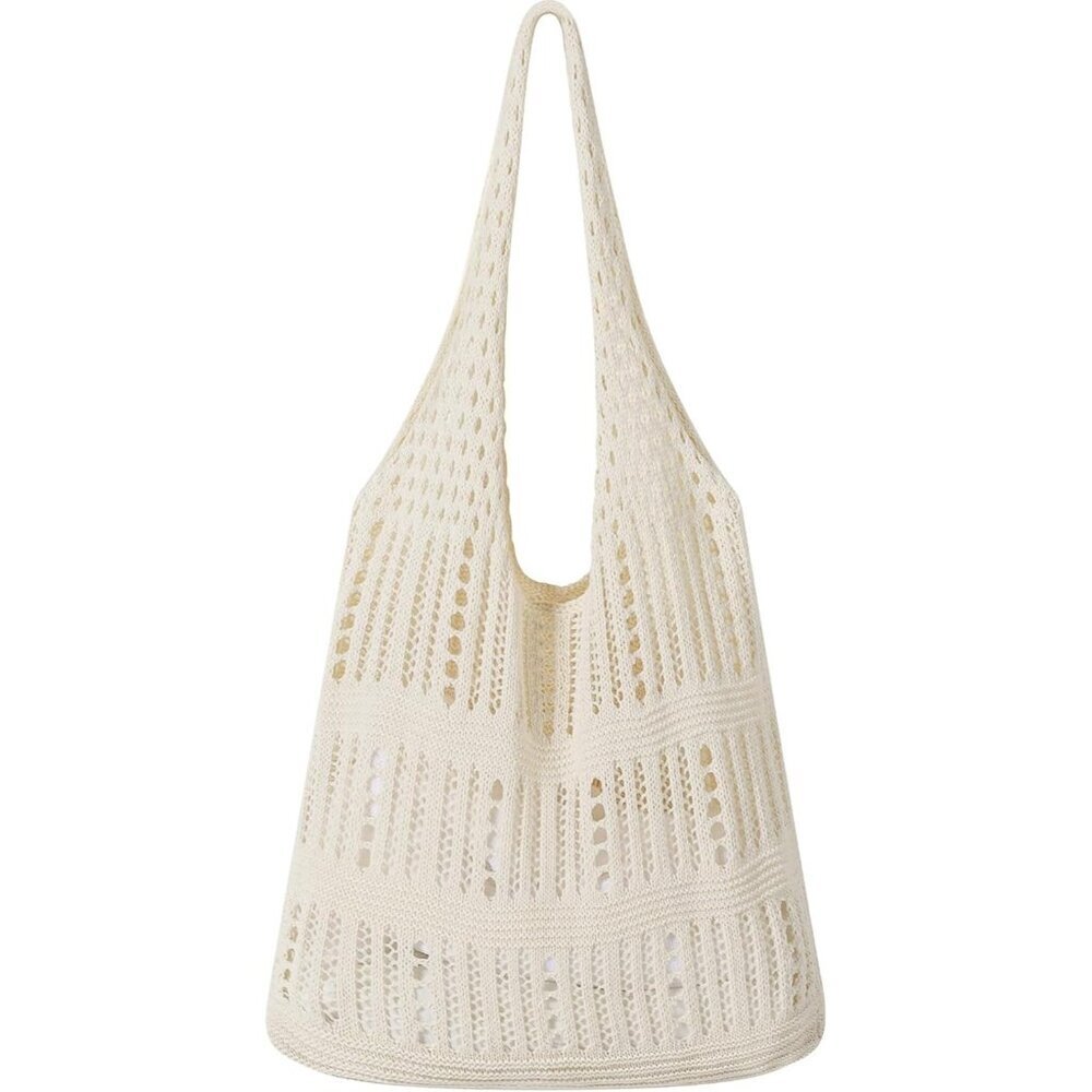 Women's Cream 2 Shoulder Shopping Handbag Casual Travel Totes Fold Able Bags